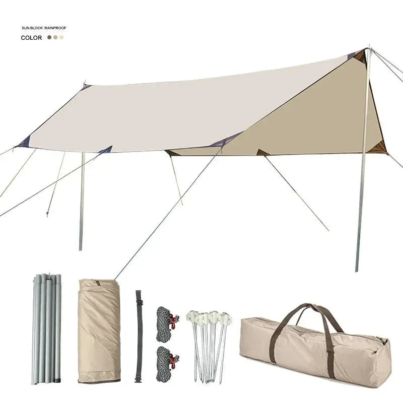 Large Hexagon Camping Canvas Tarp Tent for Beach and Picnic Sun Shade - Trekker Essentials