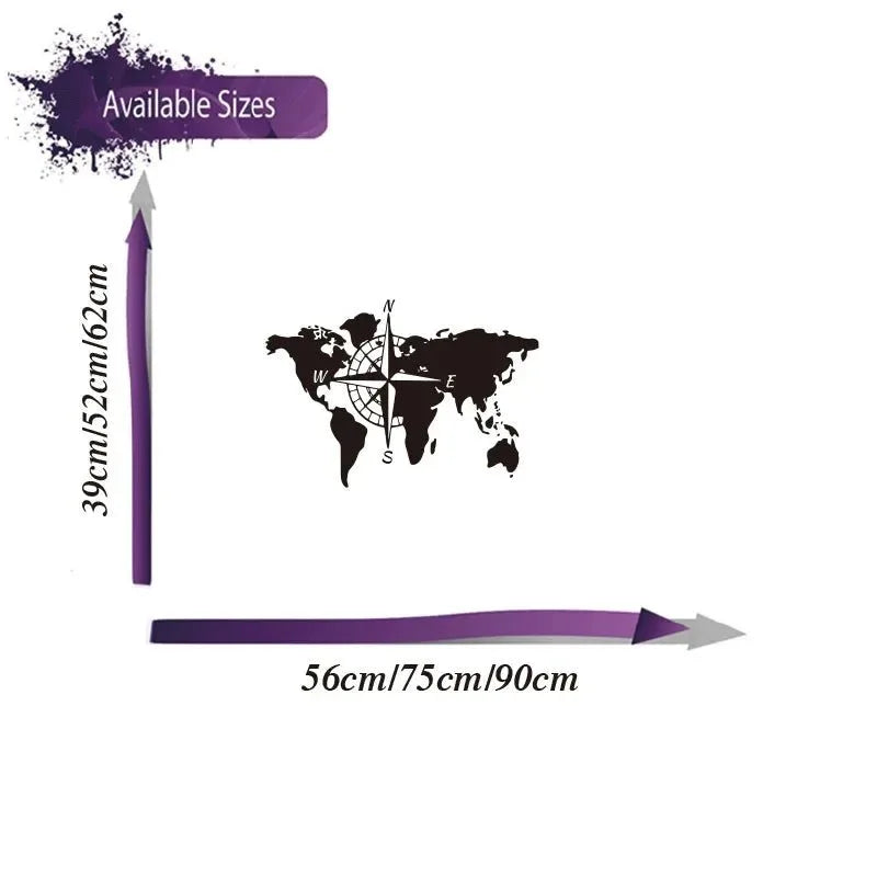 Large World Map Compass Caravan Car Sticker - Camping Travel Explore Camper RV Motorhome Truck Decal Auto Decor - Trekker Essentials