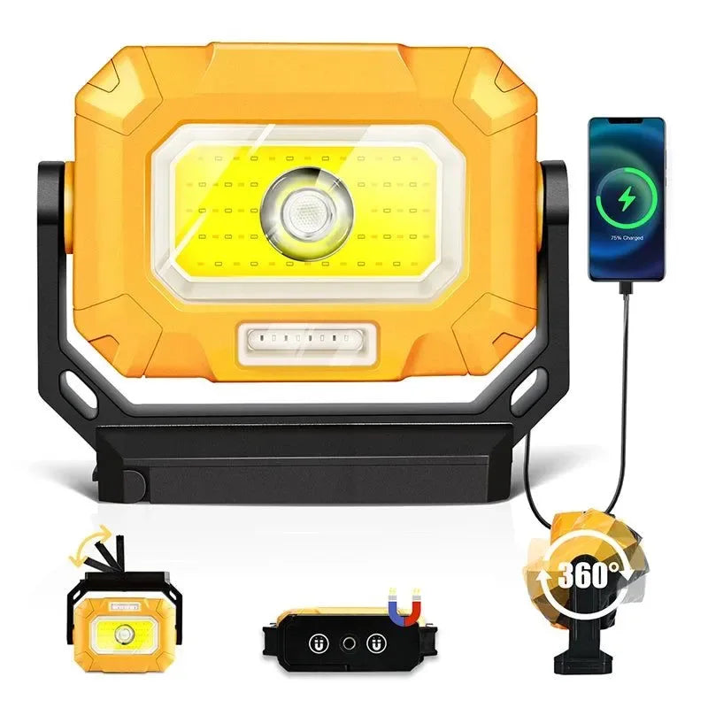 LED Rechargeable Work Light - Magnetic Base, Hanging Hook, 360° Rotatable, 7 Modes - Trekker Essentials