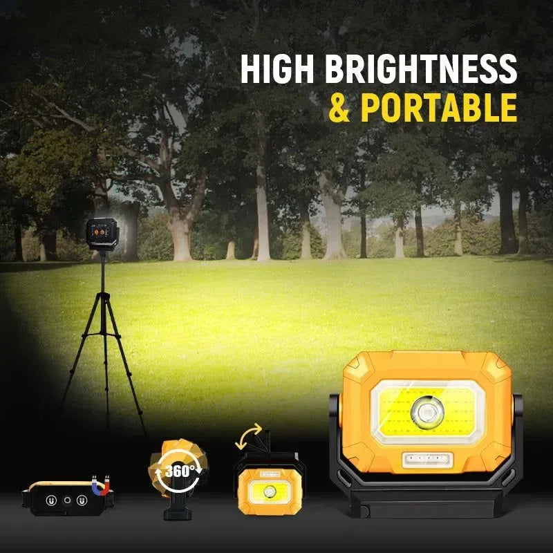 LED Rechargeable Work Light - Magnetic Base, Hanging Hook, 360° Rotatable, 7 Modes - Trekker Essentials