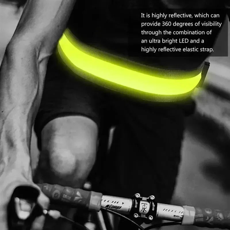 LED Reflective Safety Belt - Adjustable, Rechargeable Reflective Belt for Night Running, Walking, and Biking (Green) - Trekker Essentials