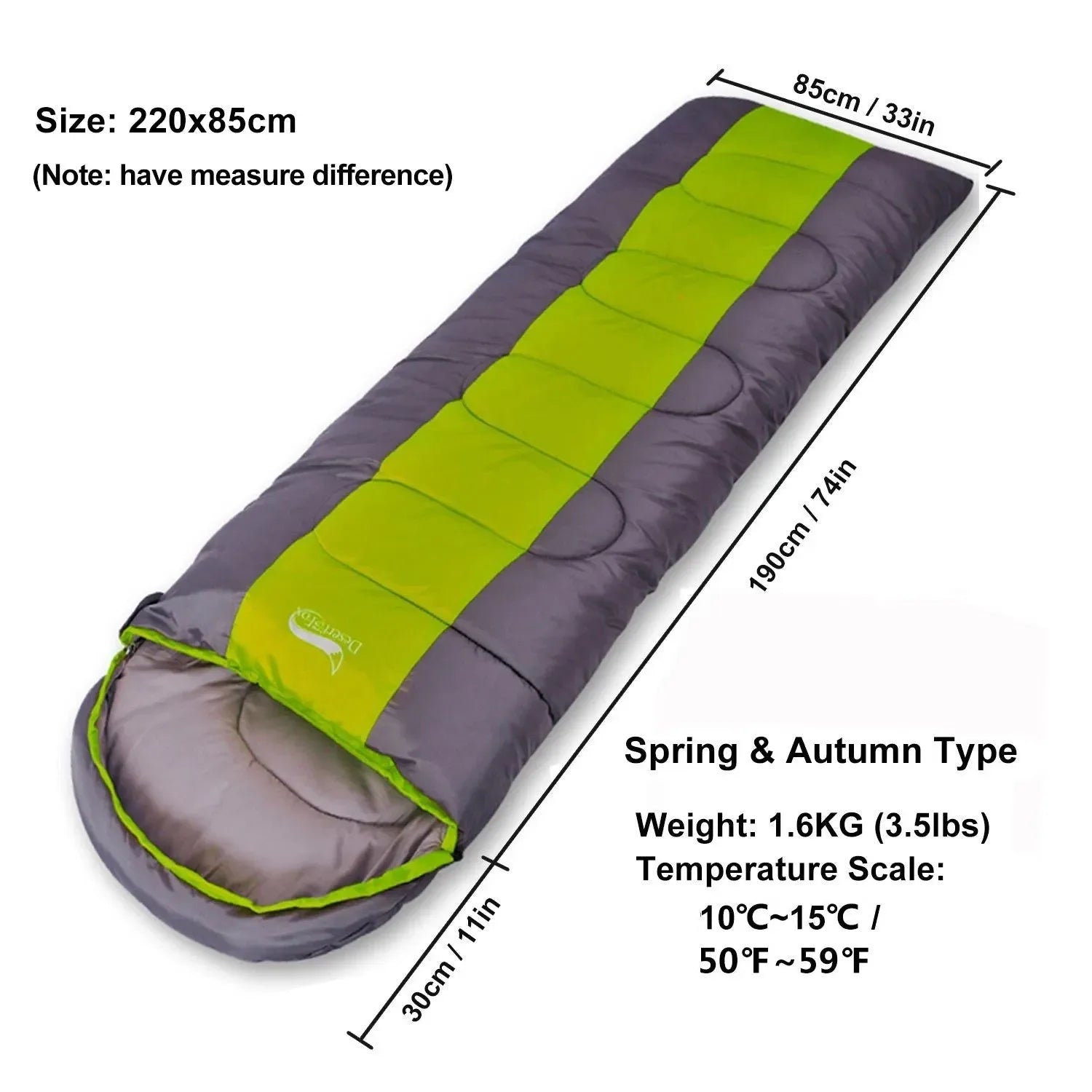 Lightweight 4 Season Envelope Camping Sleeping Bag for Outdoor Travel and Hiking - Trekker Essentials