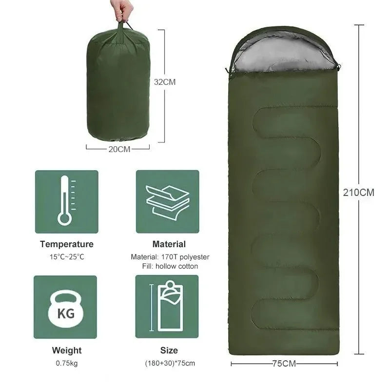Lightweight 4 Season Winter Sleeping Bag - Warm Envelope Backpacking Outdoor Mummy Cotton Sleeping Bag - Trekker Essentials