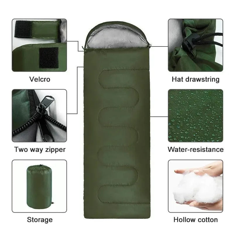 Lightweight 4 Season Winter Sleeping Bag - Warm Envelope Backpacking Outdoor Mummy Cotton Sleeping Bag - Trekker Essentials