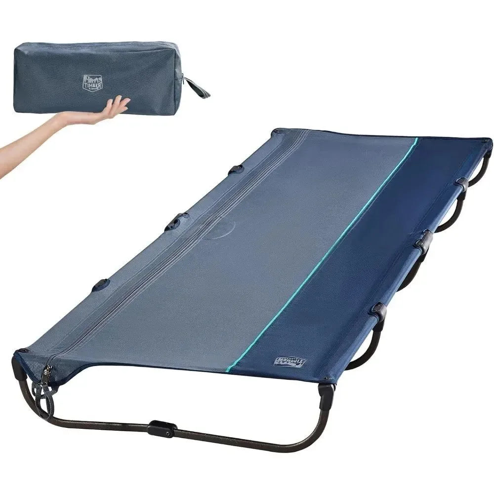 Lightweight Aluminum Camping Cot - Quick Set-Up Folding Cot with Zipper Closure and Portable Carry Bag - Trekker Essentials