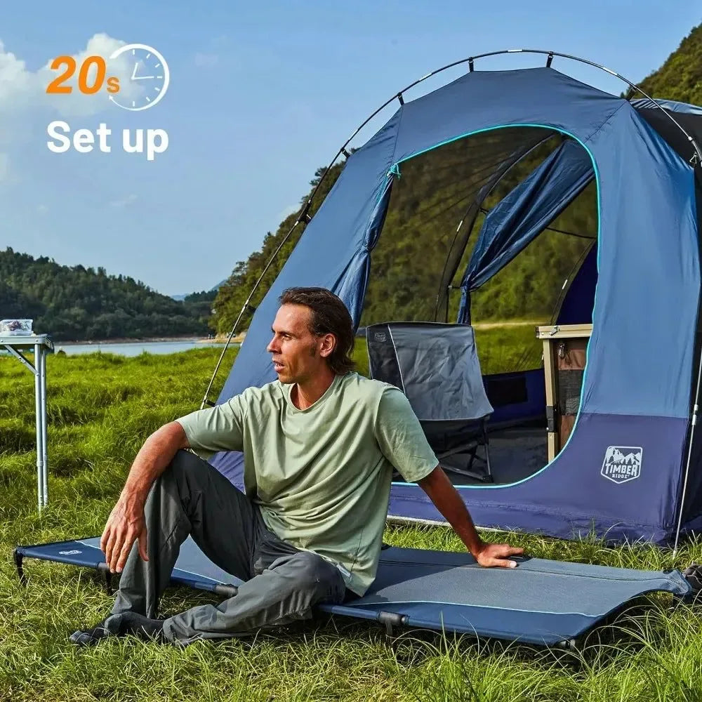 Lightweight Aluminum Camping Cot - Quick Set-Up Folding Cot with Zipper Closure and Portable Carry Bag - Trekker Essentials