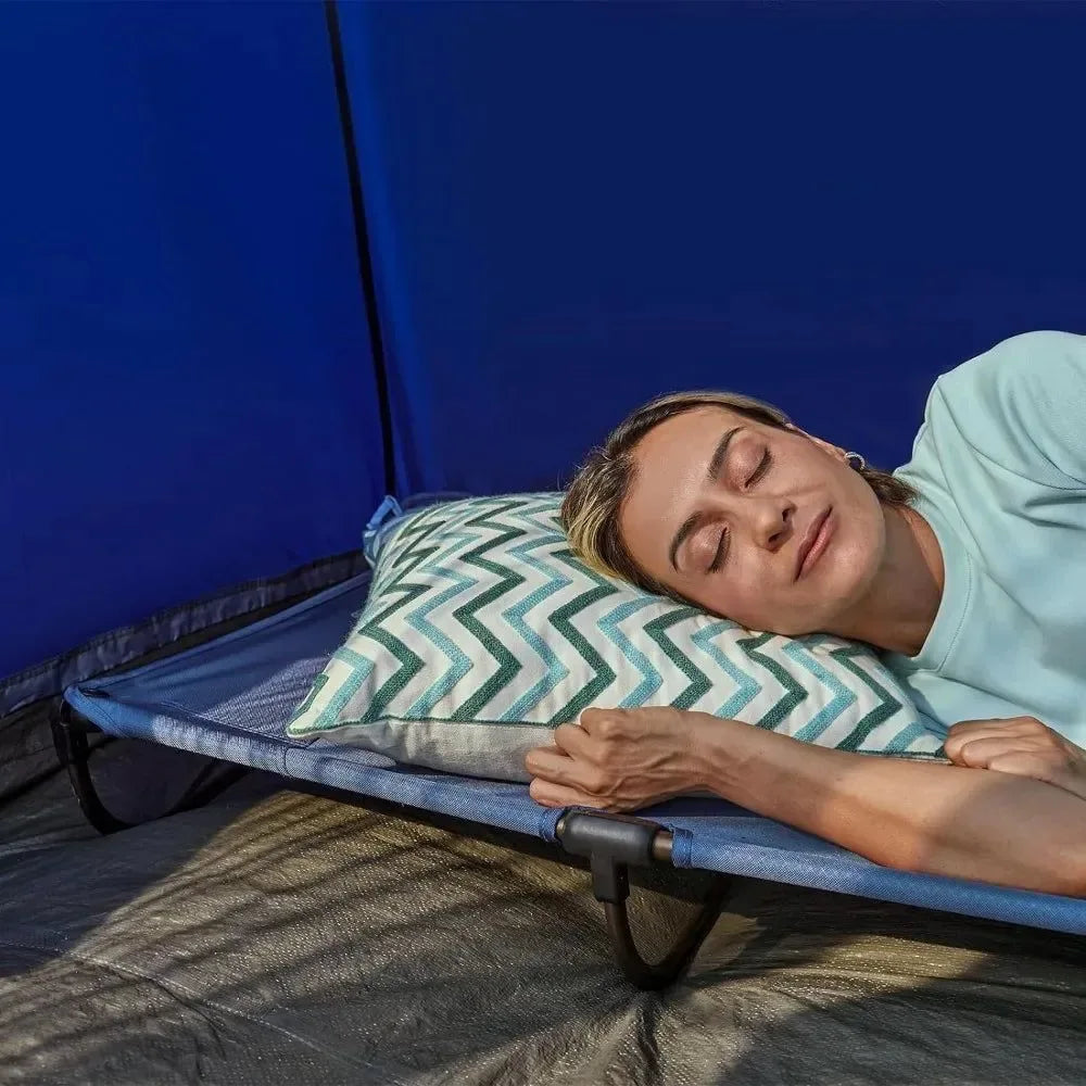 Lightweight Aluminum Camping Cot - Quick Set-Up Folding Cot with Zipper Closure and Portable Carry Bag - Trekker Essentials