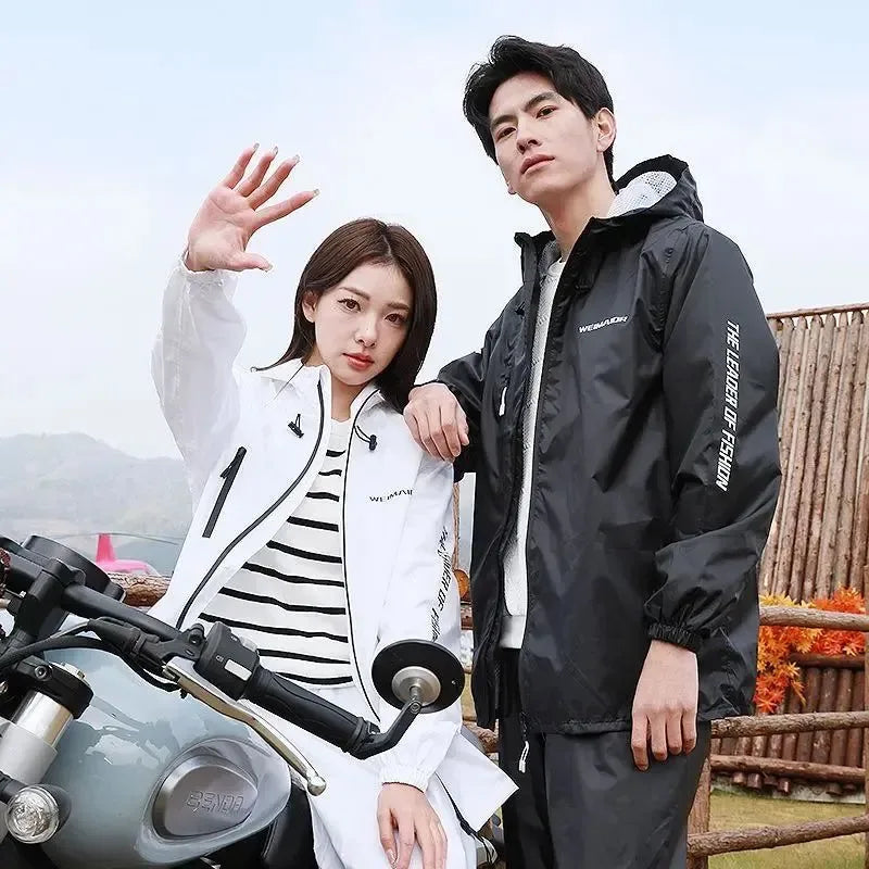 Lightweight Hooded Polyester Raincoat and Pant Suit - Waterproof Rainwear for Travel, Hiking, and Motorcycle Cycling - Trekker Essentials