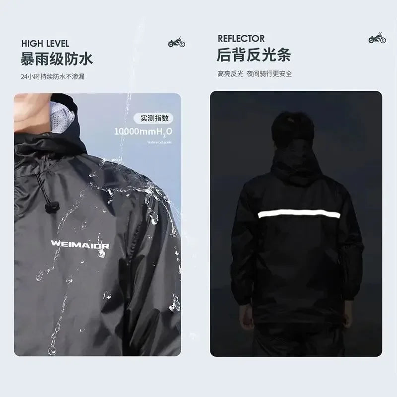 Lightweight Hooded Polyester Raincoat and Pant Suit - Waterproof Rainwear for Travel, Hiking, and Motorcycle Cycling - Trekker Essentials
