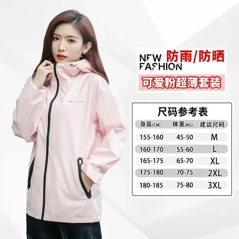 Lightweight Hooded Raincoat and Pant Suit - Waterproof Polyester Rainwear for Motorcycle, Cycling, Hiking, and Travel - Trekker Essentials