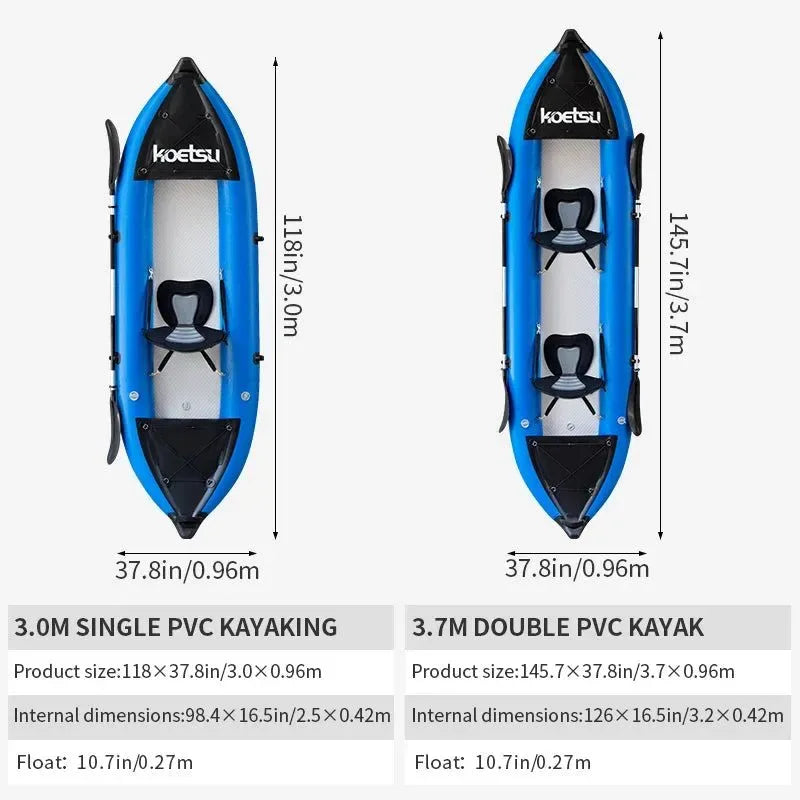 Lightweight & Stable PVC Inflatable Kayak for Single or Tandem Adventures - Trekker Essentials