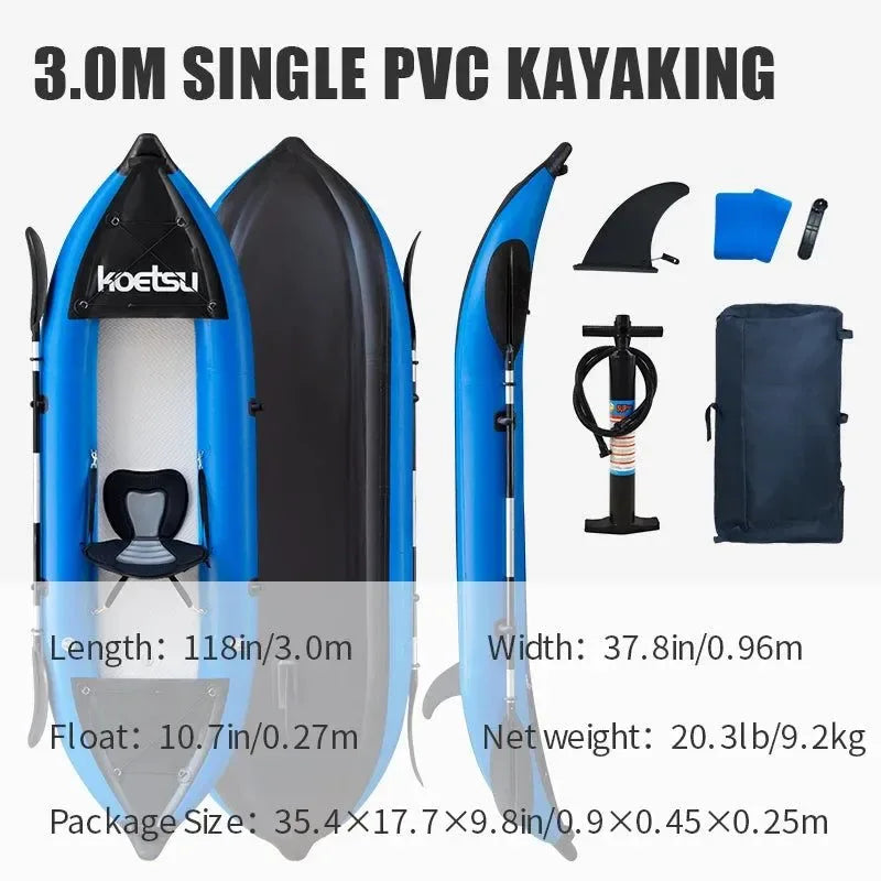 Lightweight & Stable PVC Inflatable Kayak for Single or Tandem Adventures - Trekker Essentials