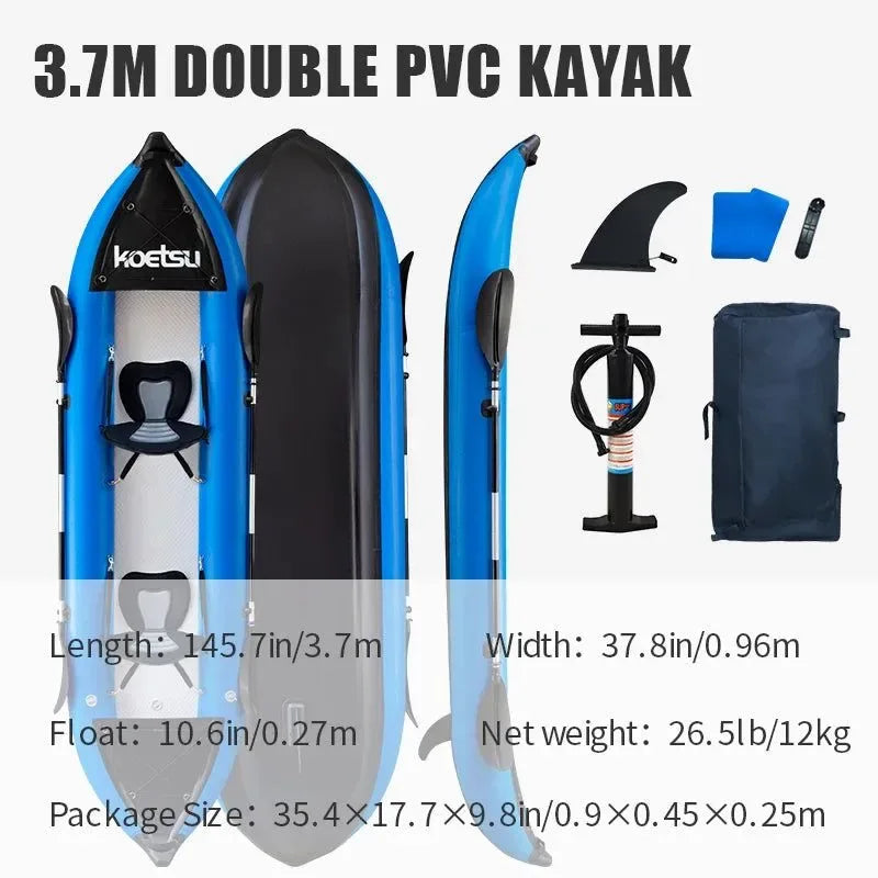 Lightweight & Stable PVC Inflatable Kayak for Single or Tandem Adventures - Trekker Essentials