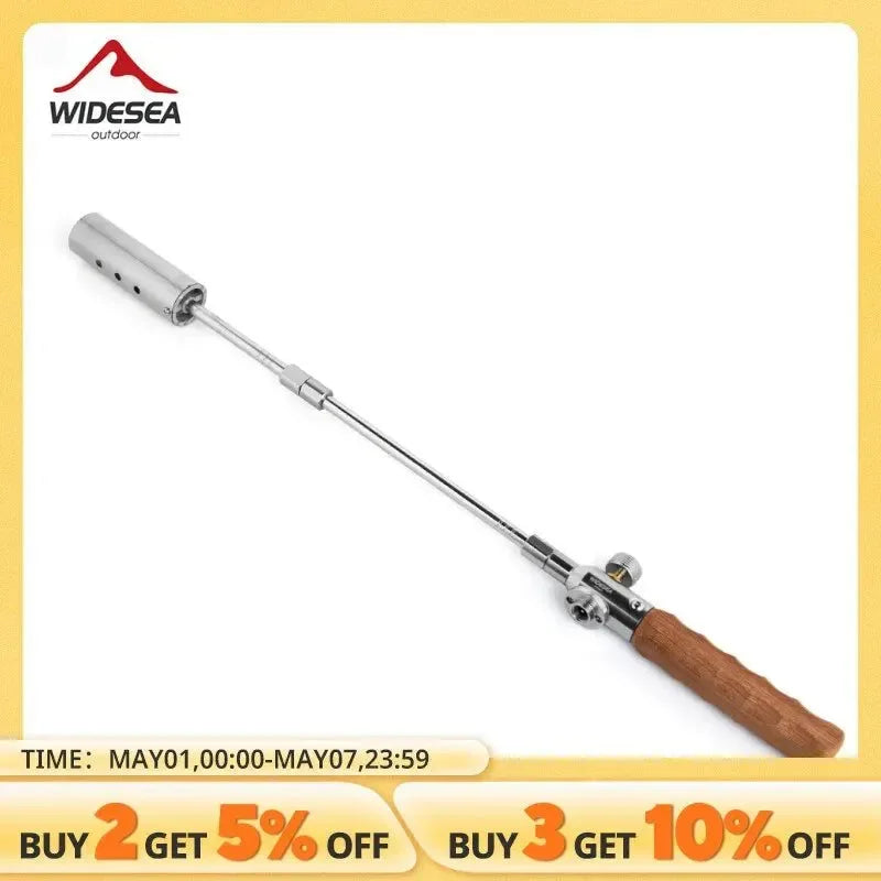 Long Flame Igniter - Portable Outdoor Burner with Wooden Handle for Picnic BBQ and Stove Toolkit - Trekker Essentials