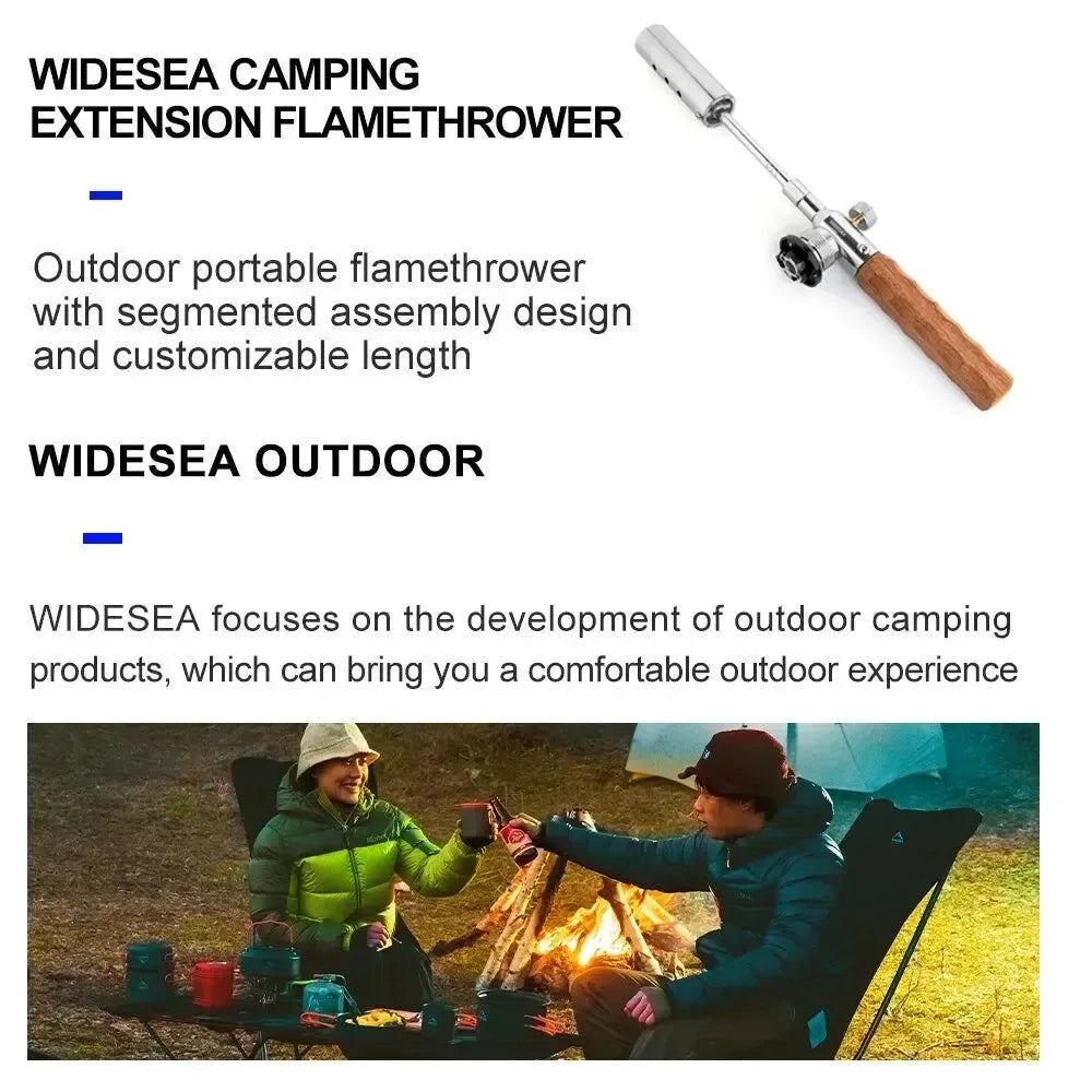 Long Flame Igniter - Portable Outdoor Burner with Wooden Handle for Picnic BBQ and Stove Toolkit - Trekker Essentials