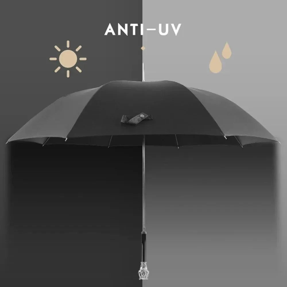 Luxury High Density Umbrella with Unique Zodiac Designs - Long Handle, Manual Open, Black Rubber Grip - Trekker Essentials