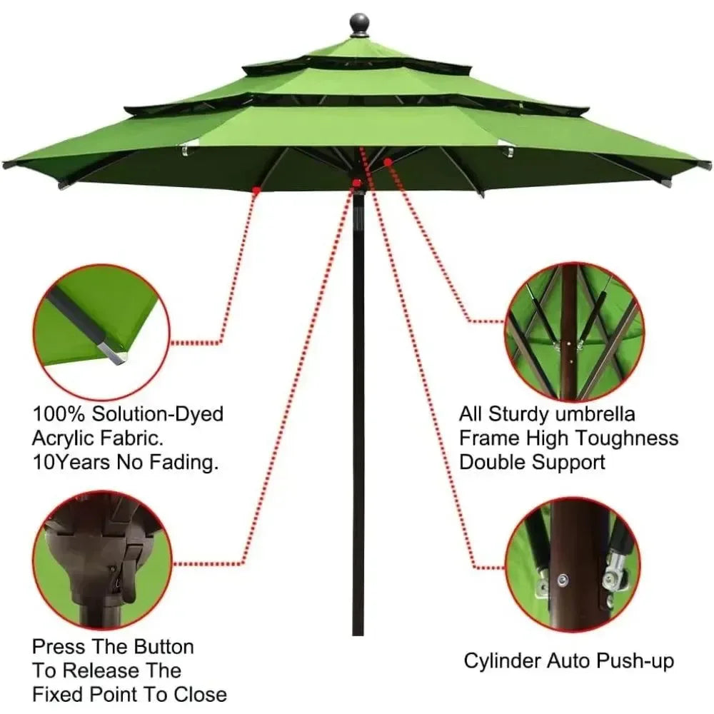 Macaw Green Beach Umbrella - Outdoor Garden Parasol for Terrace and Patio - Trekker Essentials