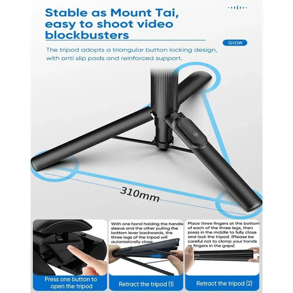 Magnetic Selfie Stick Tripod w/Remote - Extendable to 59" for MagSafe - Trekker Essentials