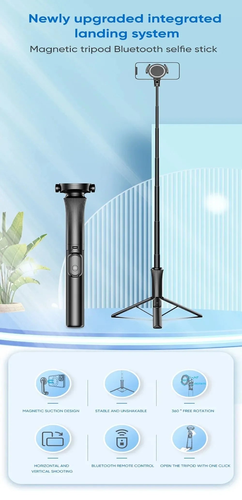 Magnetic Selfie Stick Tripod w/Remote - Extendable to 59" for MagSafe - Trekker Essentials