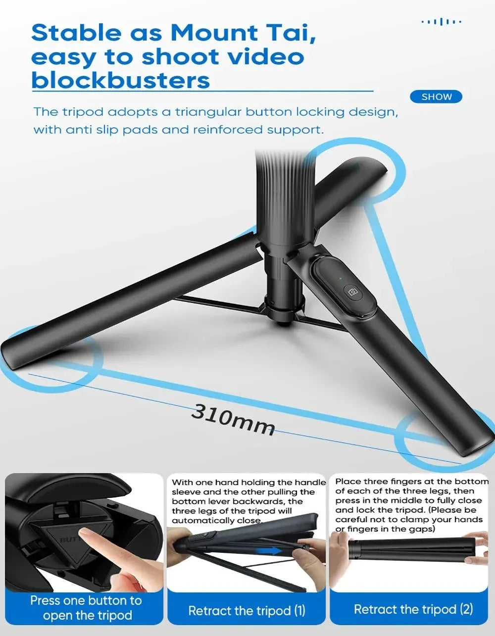 Magnetic Selfie Stick Tripod w/Remote - Extendable to 59" for MagSafe - Trekker Essentials