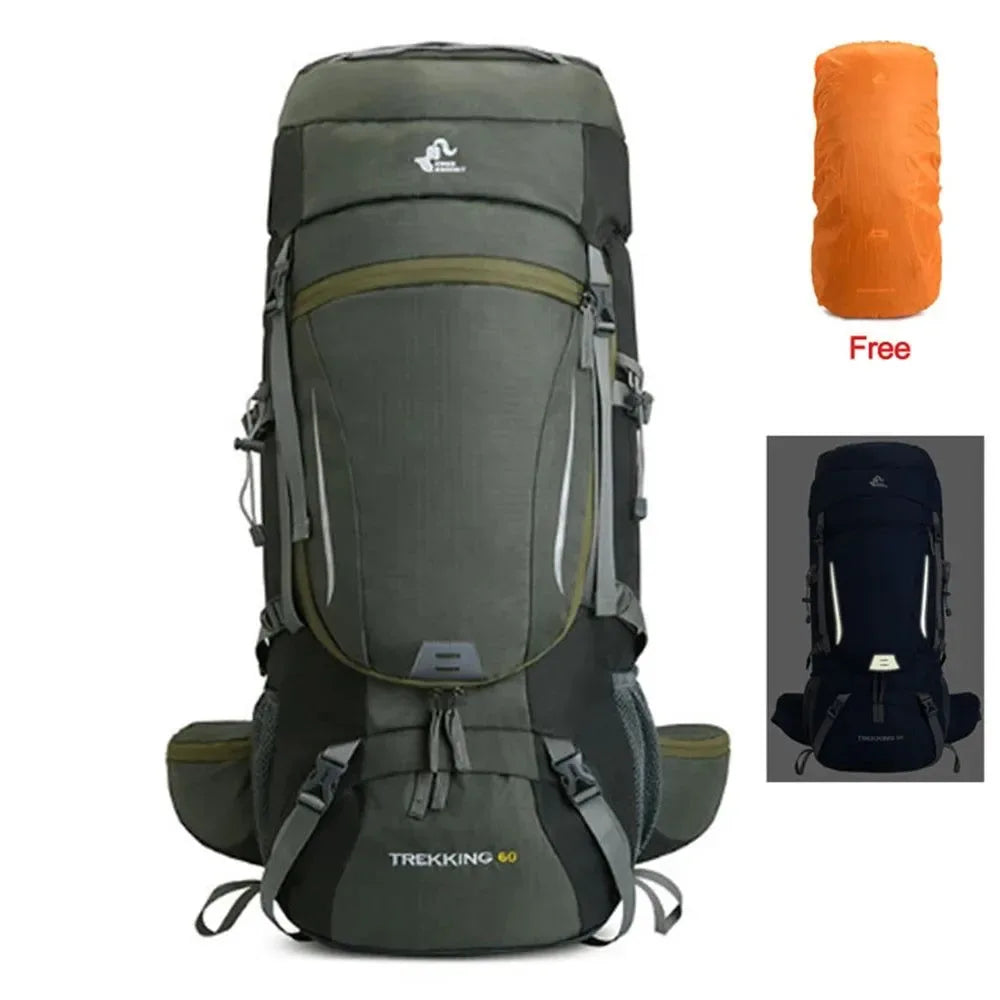 Men's 60L Large Hiking Mountaineering Backpack: Outdoor Sport Rucksack for Camping and Climbing - Trekker Essentials