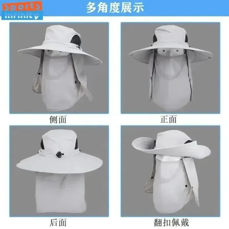 Men's Sun Protection Hat with Big Eave and Sunscreen Mask for Outdoor Sports, Climbing, Fishing, and Hiking - Trekker Essentials