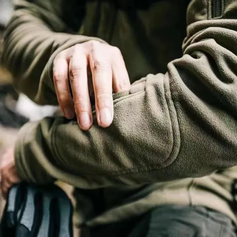 Men's Thermal Polar Fleece Jacket – Windproof Stand Collar Tactical Coat with Multi-Pockets - Trekker Essentials