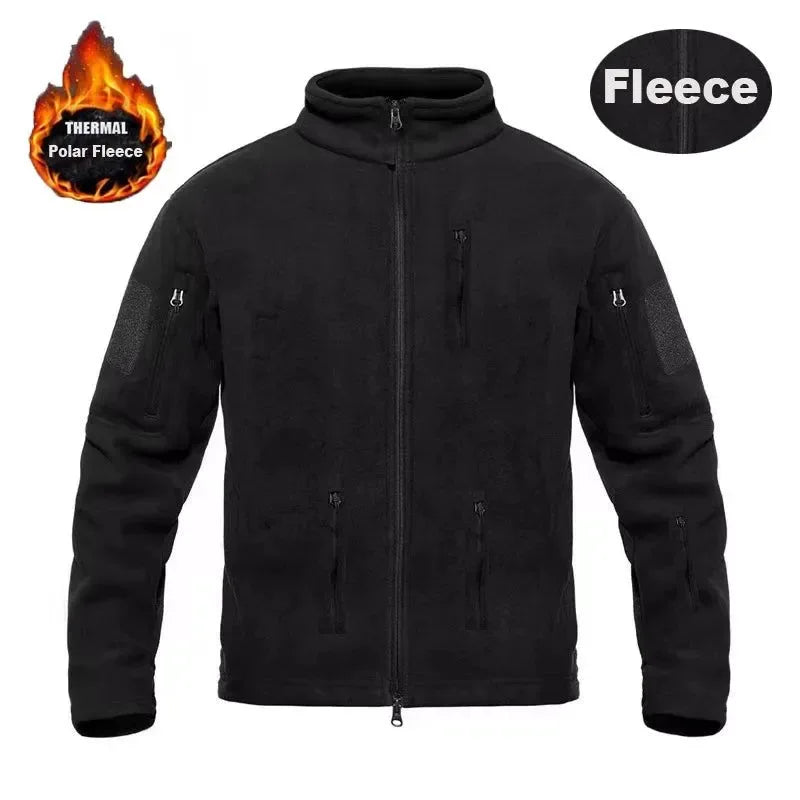 Men's Thermal Polar Fleece Jacket – Windproof Stand Collar Tactical Coat with Multi-Pockets - Trekker Essentials