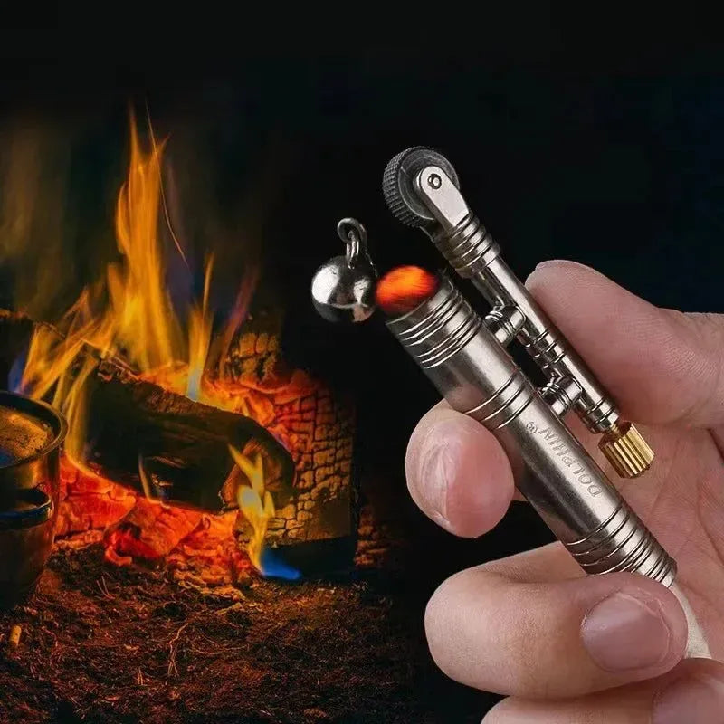 Metal Outdoor Camping Survival Stabilized Fire Source Flint Mechanical Vintage Old Fashioned Flint Lighter - Men's Creative Gadget - Trekker Essentials