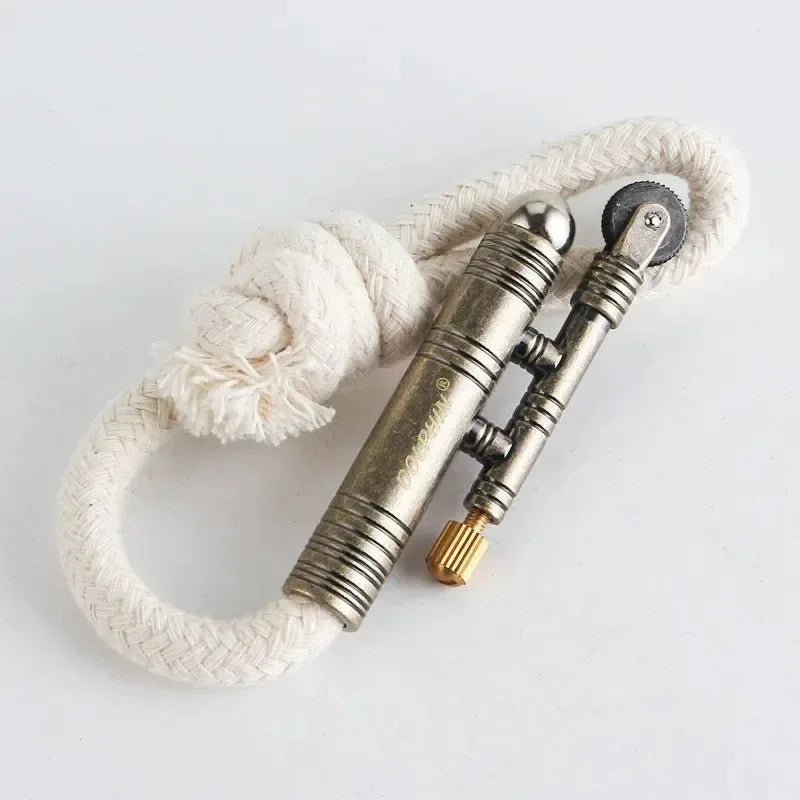 Metal Windproof Kerosene Lighter - Portable Fire Rope Outdoor Camping Survival Ignition Tool - Retro Flint Igniter Men's Gift - Trekker Essentials