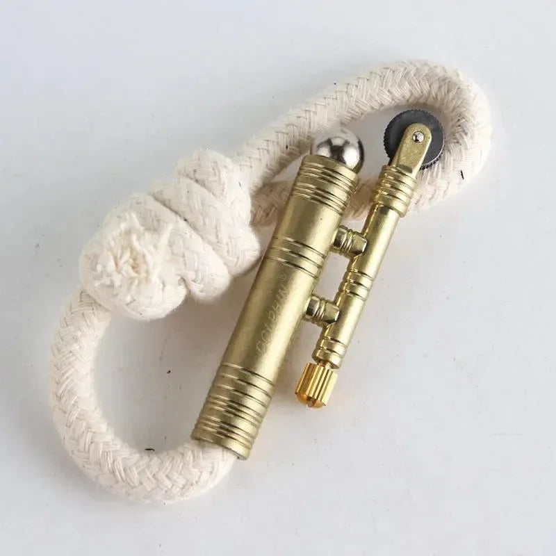 Metal Windproof Kerosene Lighter - Portable Fire Rope Outdoor Camping Survival Ignition Tool - Retro Flint Igniter Men's Gift - Trekker Essentials