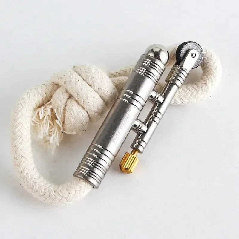 Metal Windproof Kerosene Lighter - Portable Fire Rope Outdoor Camping Survival Ignition Tool - Retro Flint Igniter Men's Gift - Trekker Essentials