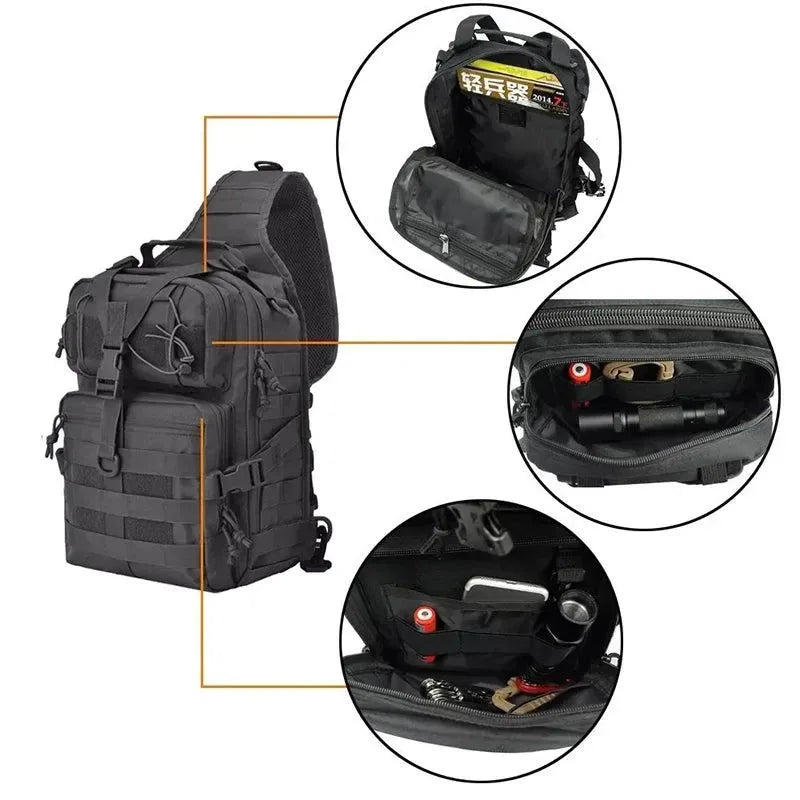 Military Tactical Assault Pack Crossbody Sling Bag - Waterproof Rucksack for Outdoor Hiking and Camping - Trekker Essentials