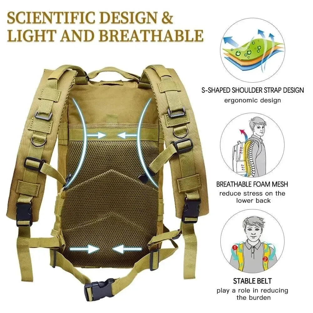 Military Tactical Backpack - Camouflage Outdoor Sports Bag for Climbing, Hunting, Fishing, and Hiking - Trekker Essentials