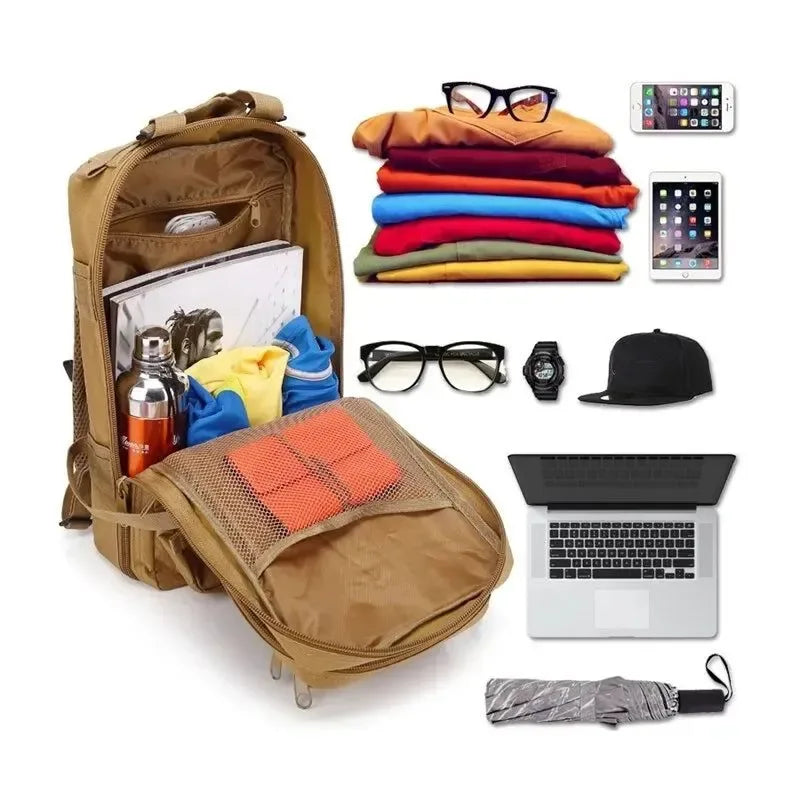 Military Tactical Backpack - Camouflage Outdoor Sports Bag for Climbing, Hunting, Fishing, and Hiking - Trekker Essentials