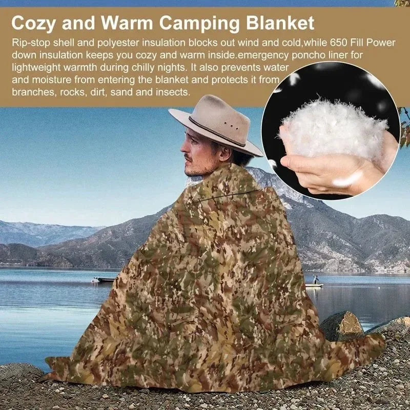 Military Tactical Poncho Liner - Water Repellent Woobie Blanket for Camping & Survival - Trekker Essentials