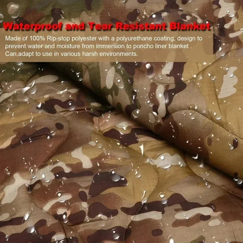 Military Tactical Poncho Liner - Water Repellent Woobie Blanket for Camping & Survival - Trekker Essentials