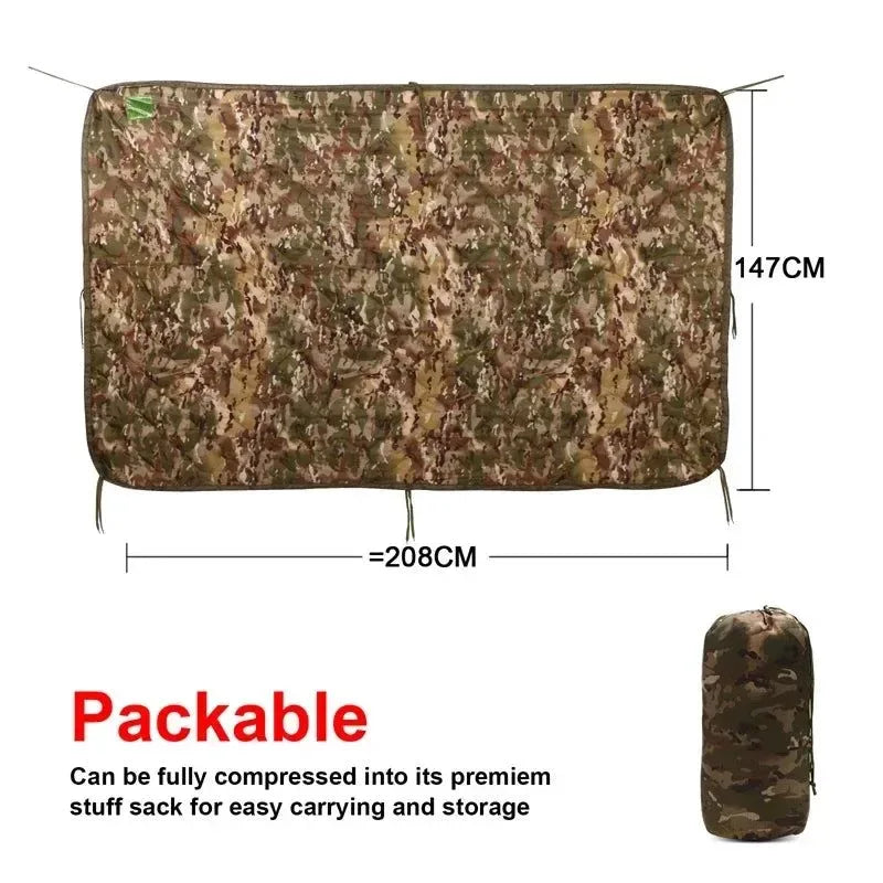 Military Tactical Poncho Liner - Water Repellent Woobie Blanket for Camping & Survival - Trekker Essentials