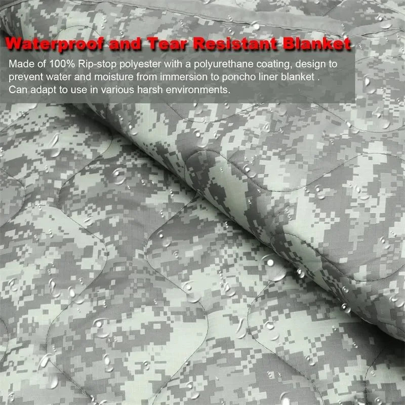 Military Tactical Poncho Liner - Water Repellent Woobie Blanket for Camping & Survival - Trekker Essentials