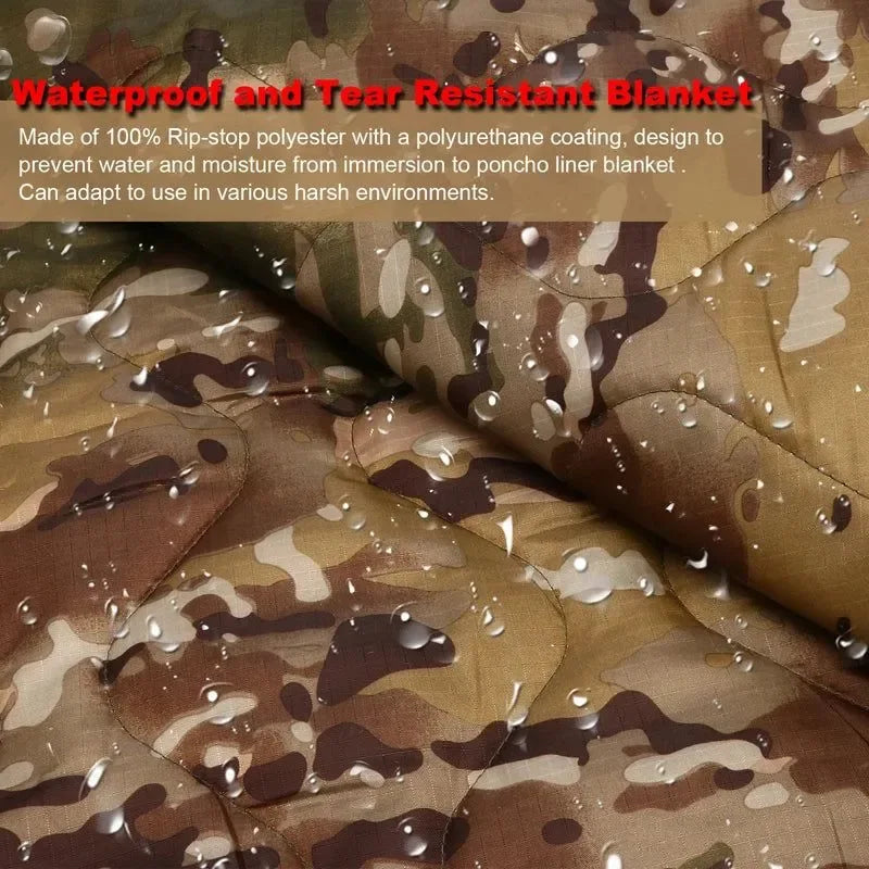 Military Tactical Poncho Liner - Water Repellent Woobie Blanket for Camping & Survival - Trekker Essentials