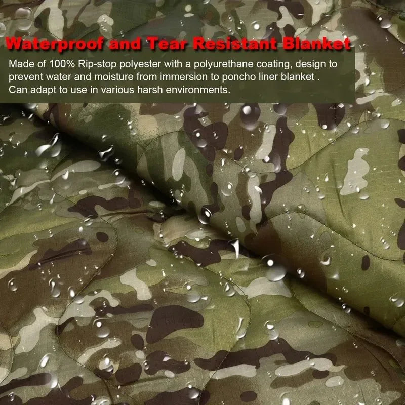 Military Tactical Poncho Liner - Water Repellent Woobie Blanket for Camping & Survival - Trekker Essentials