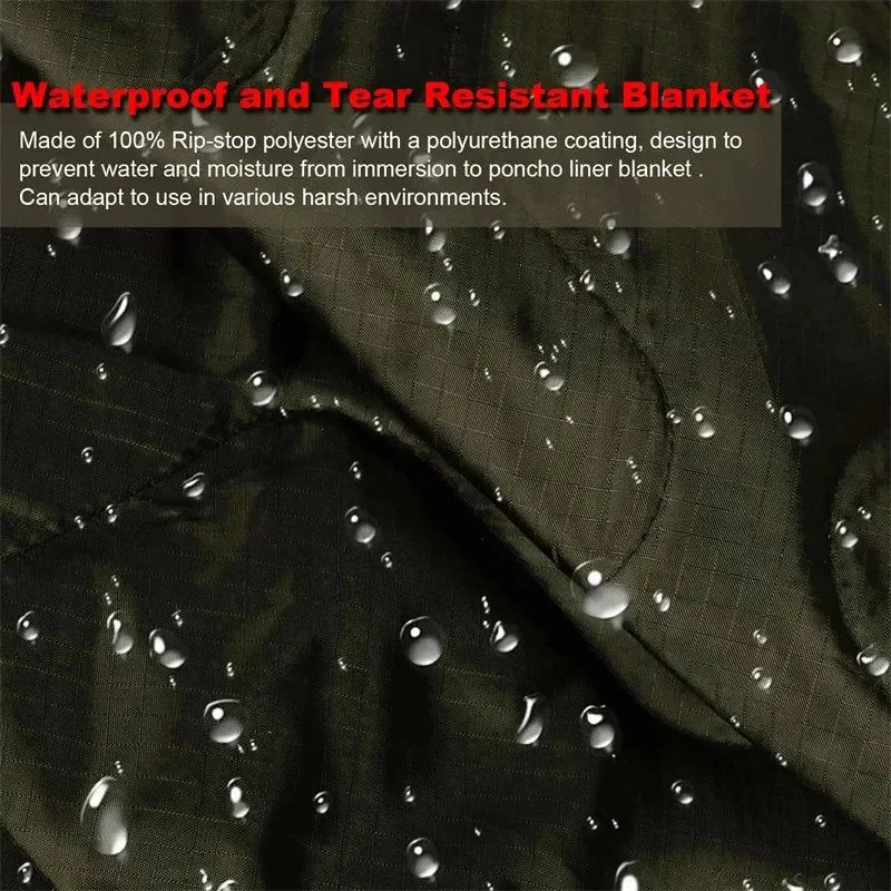 Military Tactical Poncho Liner - Water Repellent Woobie Blanket for Camping & Survival - Trekker Essentials