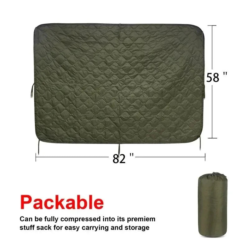 Military Tactical Poncho Liner - Water Repellent Woobie Blanket for Camping & Survival - Trekker Essentials