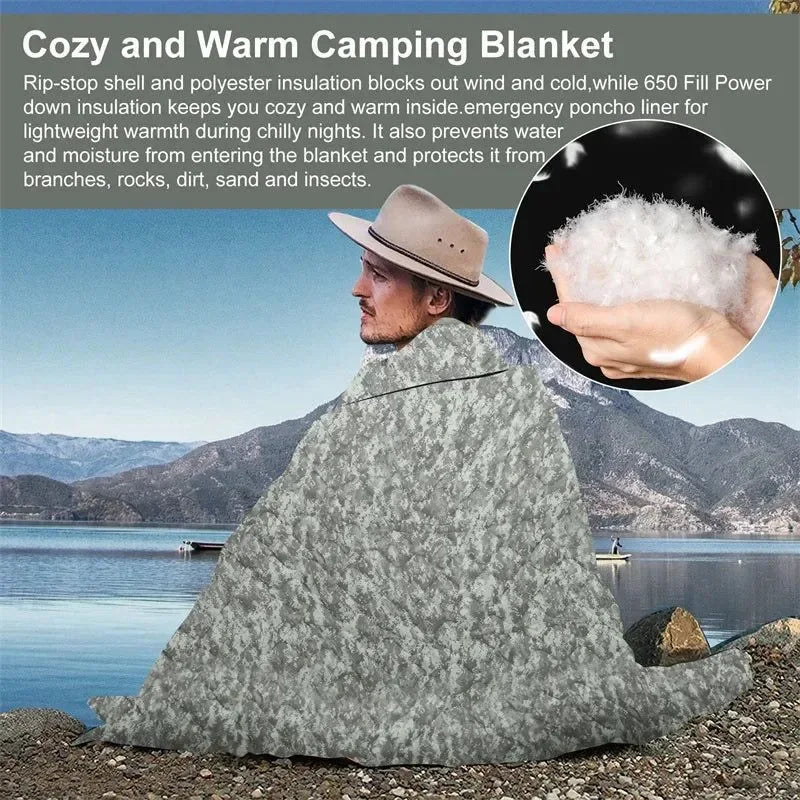 Military Tactical Poncho Liner - Water Repellent Woobie Blanket for Camping & Survival - Trekker Essentials