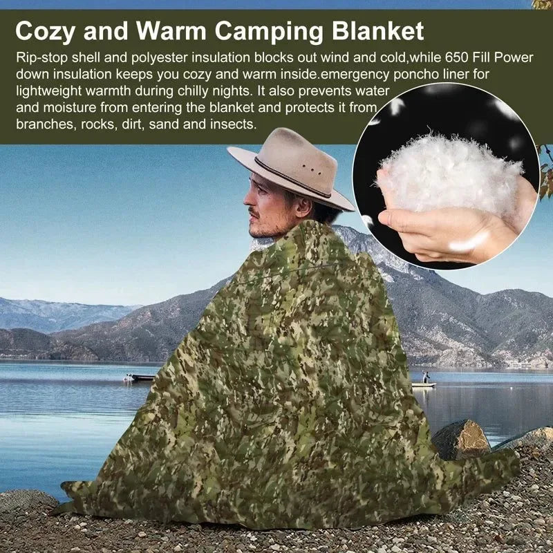Military Tactical Poncho Liner - Water Repellent Woobie Blanket for Camping & Survival - Trekker Essentials