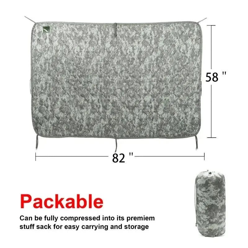 Military Tactical Poncho Liner - Water Repellent Woobie Blanket for Camping & Survival - Trekker Essentials