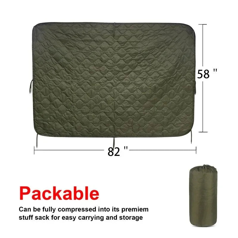 Military Tactical Poncho Liner - Water Repellent Woobie Blanket for Camping & Survival - Trekker Essentials