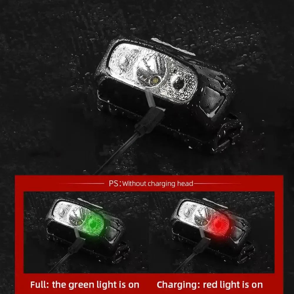Mini Headlamp - Red and White USB Rechargeable Head Torch Flashlight for Camping, Fishing, Hunting - Trekker Essentials