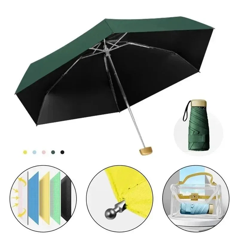 Mini Pocket Folding Umbrella – Fashionable, Windproof & UV Protection for Travel - Trekker Essentials