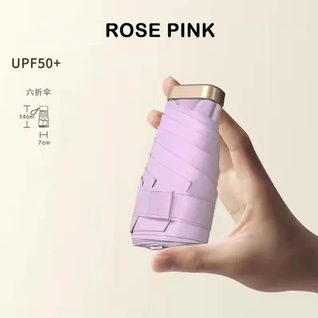 Mini Pocket Umbrella - Ultralight 6-Rib Folding Parasol, UV Protection, Portable for Rain and Sun - Trekker Essentials